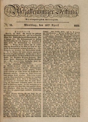Aschaffenburger Zeitung Montag 16. April 1832