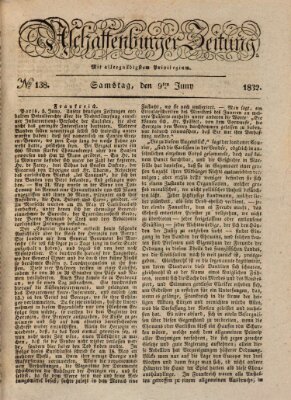 Aschaffenburger Zeitung Samstag 9. Juni 1832