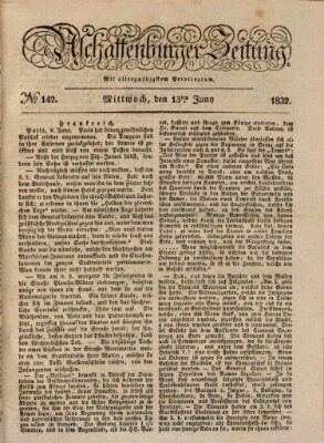 Aschaffenburger Zeitung Mittwoch 13. Juni 1832