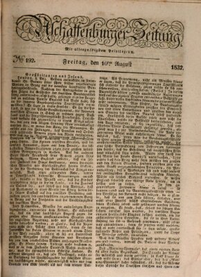 Aschaffenburger Zeitung Freitag 10. August 1832