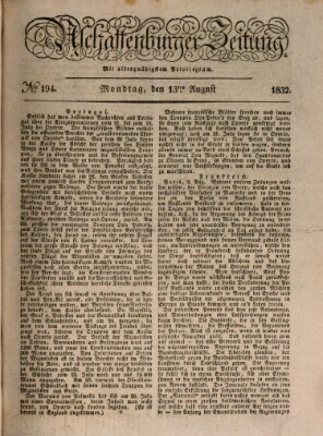 Aschaffenburger Zeitung Montag 13. August 1832