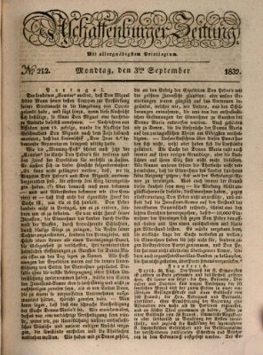 Aschaffenburger Zeitung Montag 3. September 1832