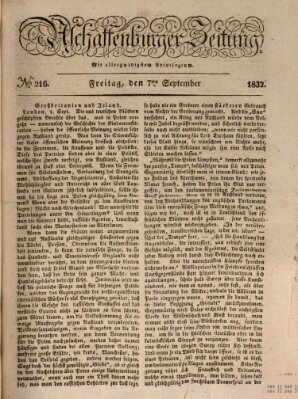 Aschaffenburger Zeitung Freitag 7. September 1832