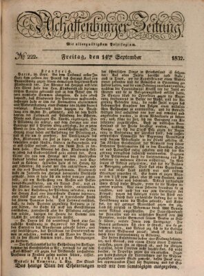 Aschaffenburger Zeitung Freitag 14. September 1832