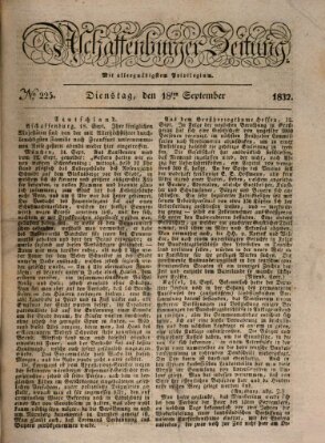 Aschaffenburger Zeitung Dienstag 18. September 1832