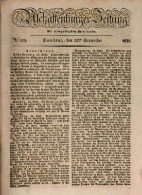 Aschaffenburger Zeitung Samstag 22. September 1832