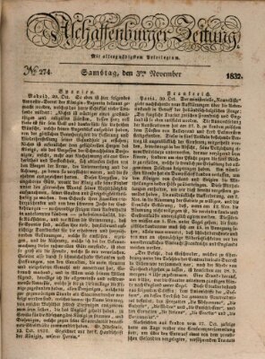 Aschaffenburger Zeitung Samstag 3. November 1832