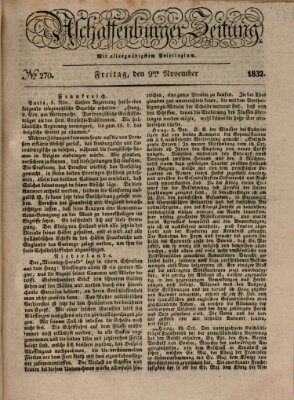 Aschaffenburger Zeitung Freitag 9. November 1832