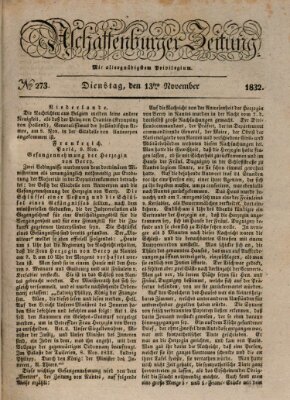 Aschaffenburger Zeitung Dienstag 13. November 1832