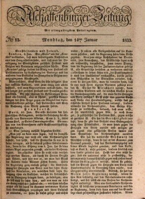 Aschaffenburger Zeitung Montag 14. Januar 1833