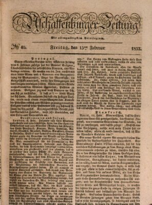 Aschaffenburger Zeitung Freitag 15. Februar 1833