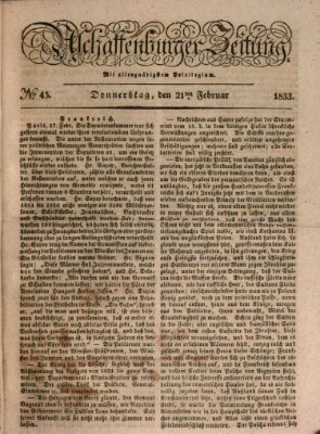 Aschaffenburger Zeitung Donnerstag 21. Februar 1833