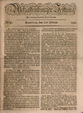 Aschaffenburger Zeitung Samstag 23. Februar 1833