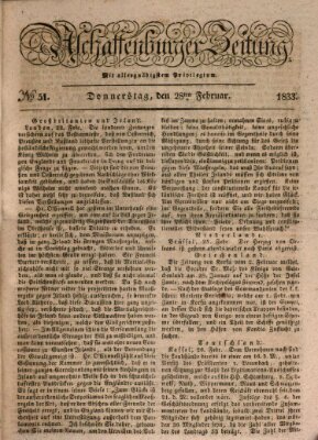 Aschaffenburger Zeitung Donnerstag 28. Februar 1833