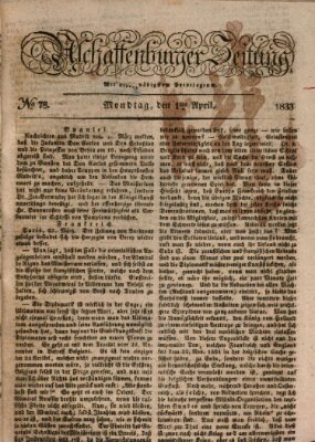 Aschaffenburger Zeitung Montag 1. April 1833