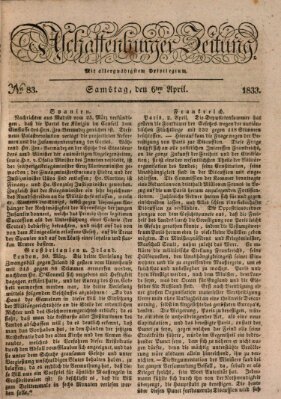 Aschaffenburger Zeitung Samstag 6. April 1833