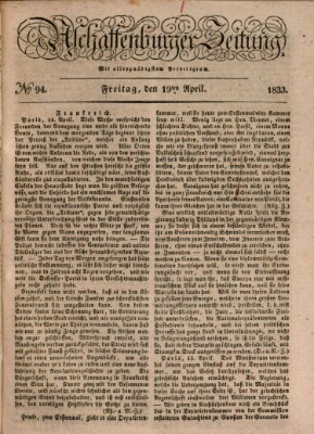 Aschaffenburger Zeitung Freitag 19. April 1833