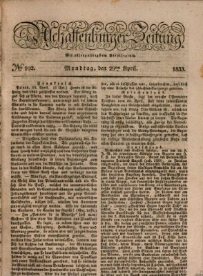 Aschaffenburger Zeitung Montag 29. April 1833