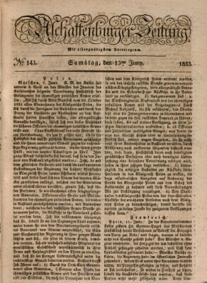 Aschaffenburger Zeitung Samstag 15. Juni 1833
