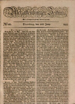 Aschaffenburger Zeitung Dienstag 18. Juni 1833