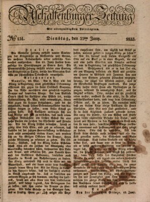 Aschaffenburger Zeitung Dienstag 25. Juni 1833