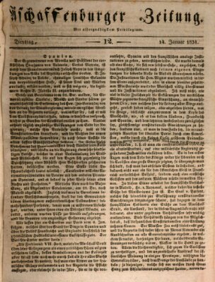 Aschaffenburger Zeitung Dienstag 14. Januar 1834