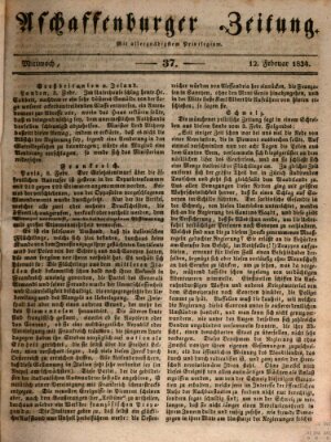 Aschaffenburger Zeitung Mittwoch 12. Februar 1834