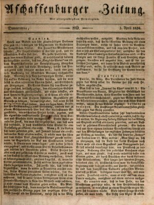 Aschaffenburger Zeitung Donnerstag 3. April 1834