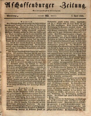 Aschaffenburger Zeitung Montag 7. April 1834