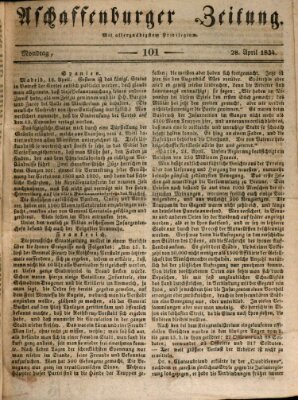 Aschaffenburger Zeitung Montag 28. April 1834