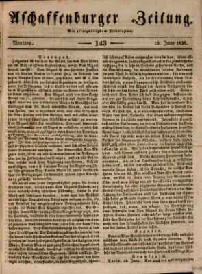 Aschaffenburger Zeitung Montag 16. Juni 1834