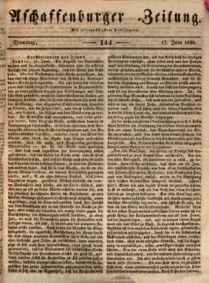 Aschaffenburger Zeitung Dienstag 17. Juni 1834