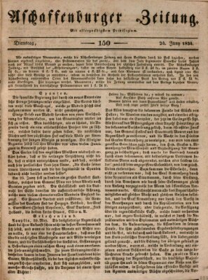 Aschaffenburger Zeitung Dienstag 24. Juni 1834