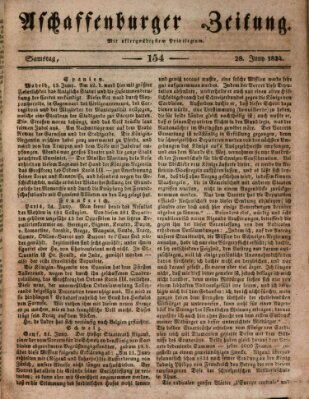 Aschaffenburger Zeitung Samstag 28. Juni 1834