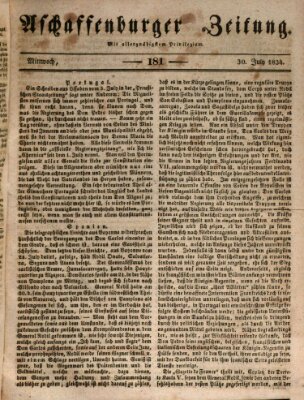 Aschaffenburger Zeitung Mittwoch 30. Juli 1834