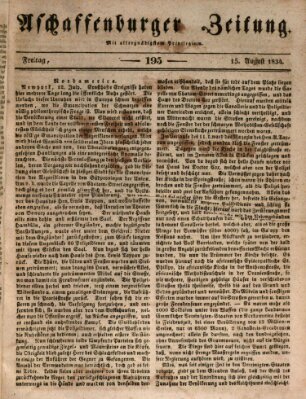 Aschaffenburger Zeitung Freitag 15. August 1834