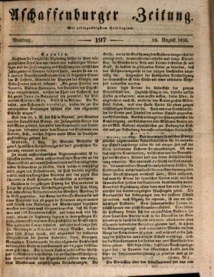 Aschaffenburger Zeitung Montag 18. August 1834