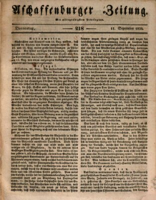 Aschaffenburger Zeitung Donnerstag 11. September 1834