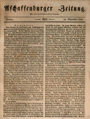 Aschaffenburger Zeitung Freitag 12. September 1834