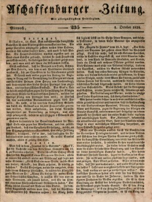 Aschaffenburger Zeitung Mittwoch 1. Oktober 1834