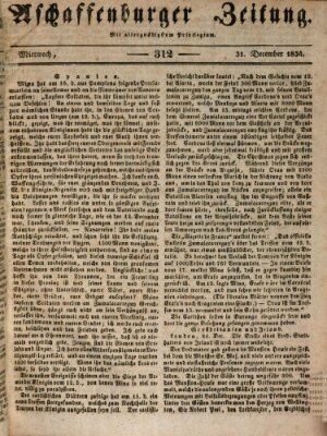 Aschaffenburger Zeitung Mittwoch 31. Dezember 1834