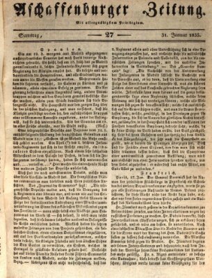 Aschaffenburger Zeitung Samstag 31. Januar 1835