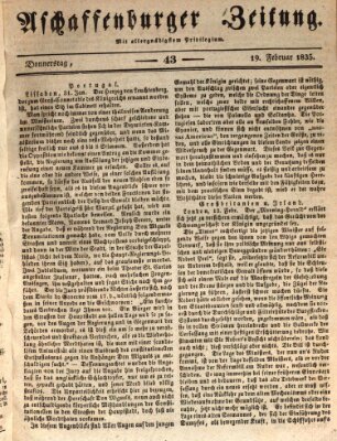 Aschaffenburger Zeitung Donnerstag 19. Februar 1835