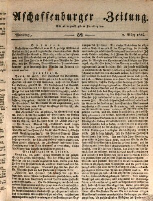 Aschaffenburger Zeitung Montag 2. März 1835