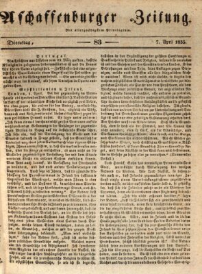 Aschaffenburger Zeitung Dienstag 7. April 1835