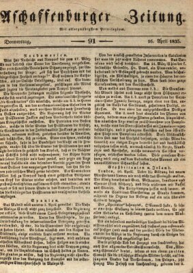 Aschaffenburger Zeitung Donnerstag 16. April 1835