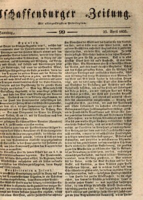 Aschaffenburger Zeitung Samstag 25. April 1835