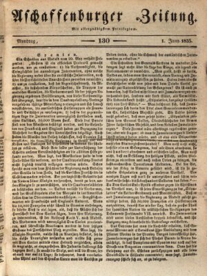 Aschaffenburger Zeitung Montag 1. Juni 1835