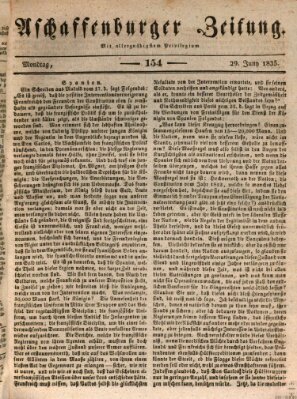 Aschaffenburger Zeitung Montag 29. Juni 1835