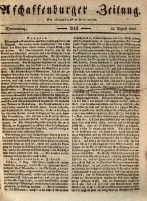 Aschaffenburger Zeitung Donnerstag 13. August 1835